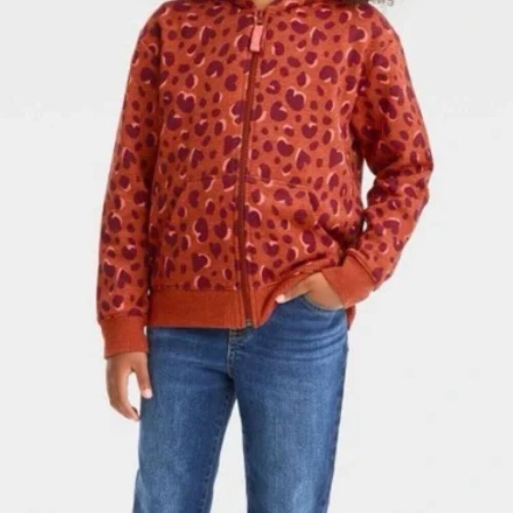 3/$15  Cat & Jack Girls' Large (10/12) Zip-up Fleece Chestnut Hoodie